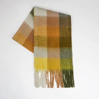 Women's Yu Thick Warm Korean Plaid Shawl Scarfs