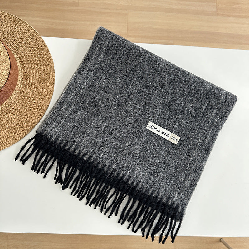 Winter Long Fringe Striped Shawl High Scarfs