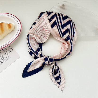 Women's Crumpled Kerchief Summer East Gate Pleated Decorative Printed Hair Scarfs