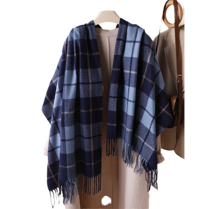 Women's Plaid Winter Shawl Warm Long Tassel Scarfs