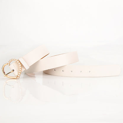 Women's Sweet Elegant Love Pearl Pin Buckle Belts