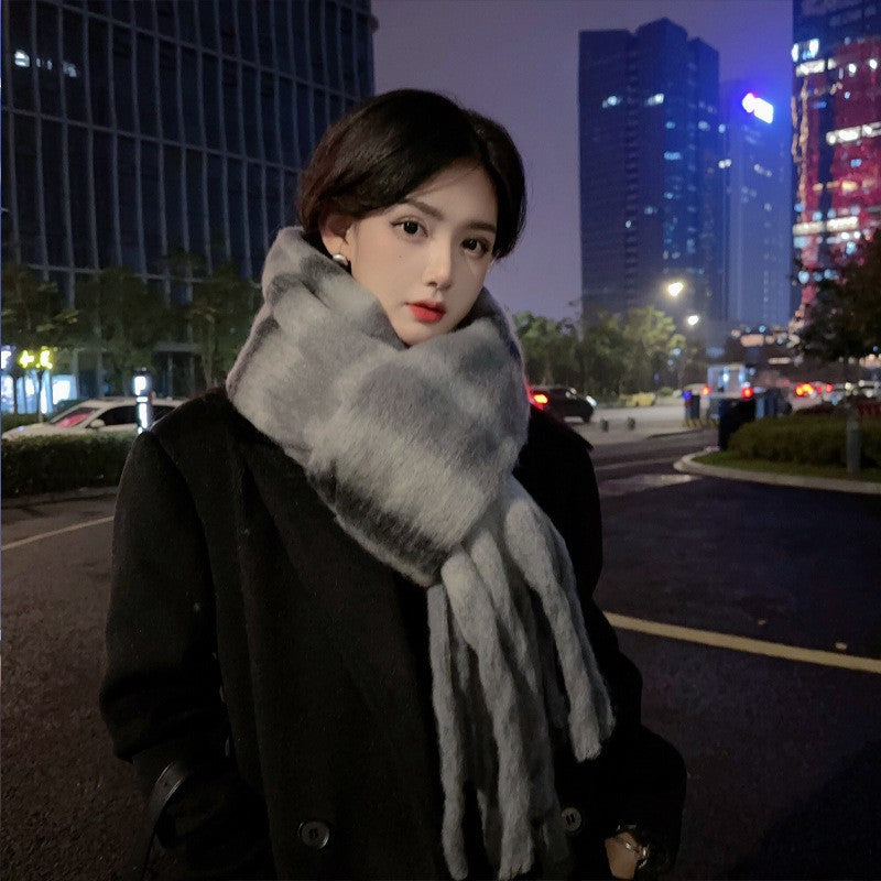 Black White Plaid Winter Warm Thickened Scarfs