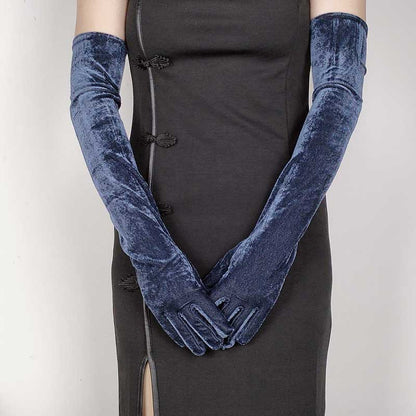 Women's Retro Evening Dress Etiquette Black Veet Gloves