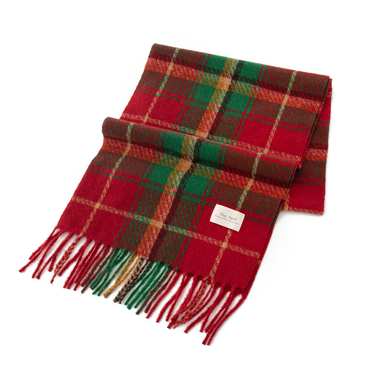 Women's Cashmere Feel Christmas Plaid High Sense Scarfs