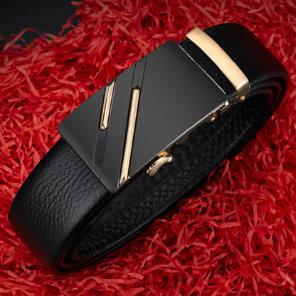 Men's First Layer Cow Leather Automatic Buckle Belts