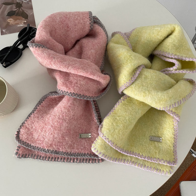 Women's Wool Lock Edge Small Style Korean Scarfs