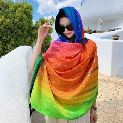 Women's Sunscreen Shawl Yunnan Grassland Travel Wear Silk Seaside Scarfs