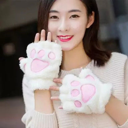 Cartoon Fleece-lined Thick Windproof Warm Leisure Gloves