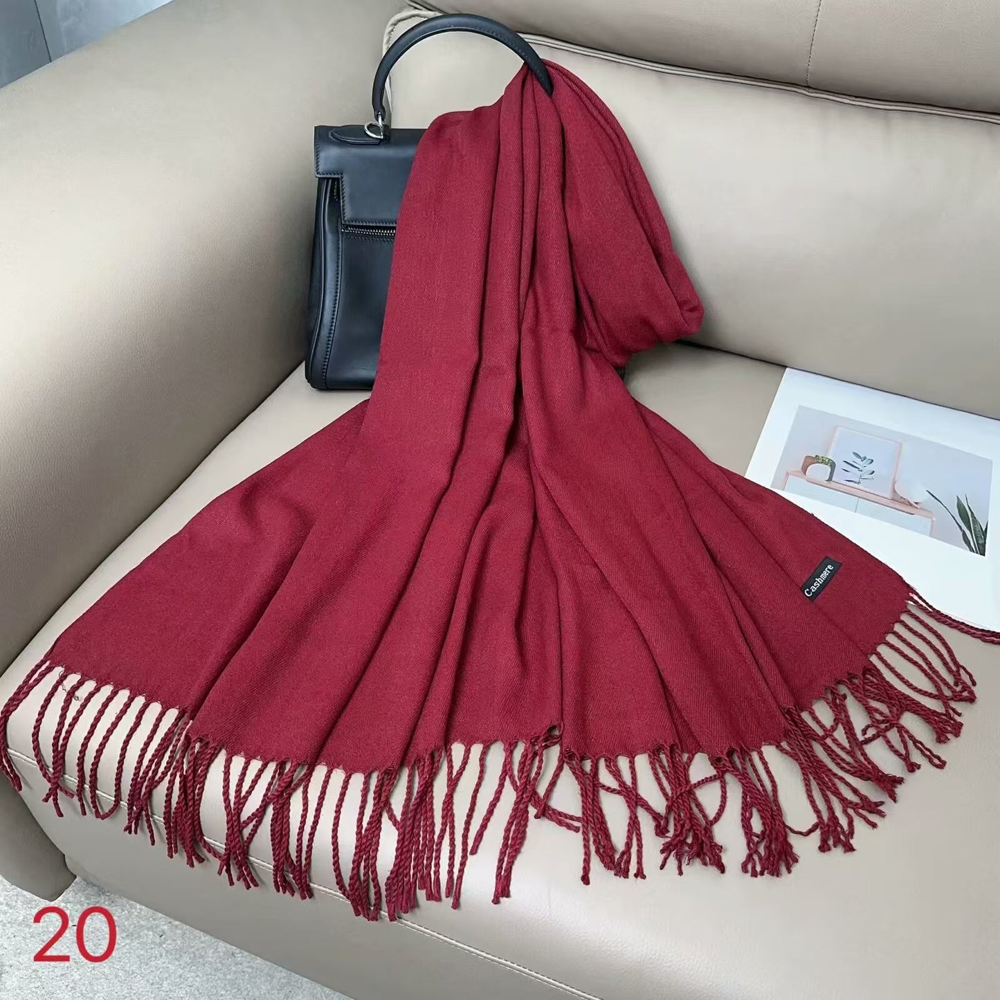 Women's Artificial Cashmere Monochrome Warm Bib Shawl Winter Scarfs