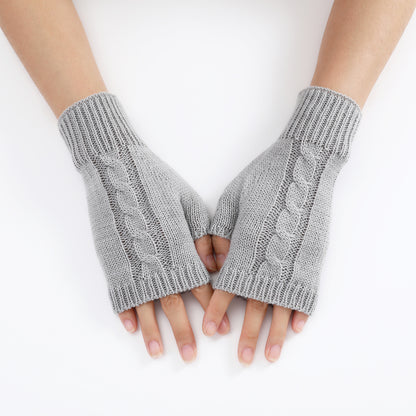 Women's & Men's Dew Half Finger Knitting Wool Warm Gloves