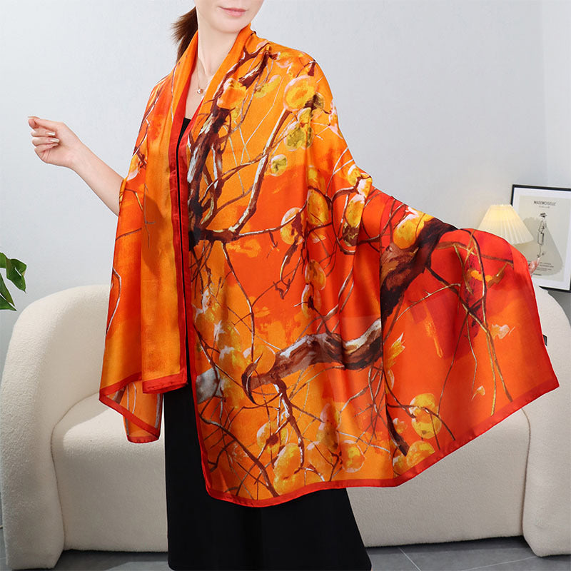 Women's Brocade Satin Fashion Long Four Air Scarfs