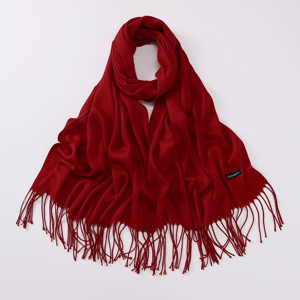 Imitation Cashmere Solid Color Long Warm Scarfs