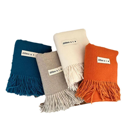 Women's Pure Color Artificial Cashmere Winter Warm Korean Style Scarfs