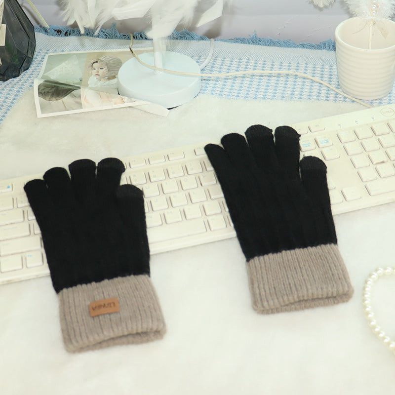 Women's & Men's Screen Knitted Warm Cute Fleece-lined Thickened Gloves