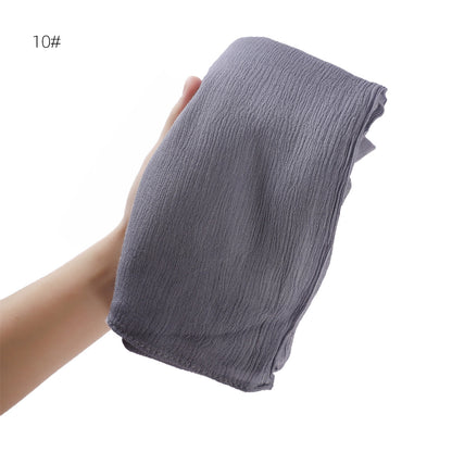 Solid Color Curling Pleated Rayon Fine Scarfs