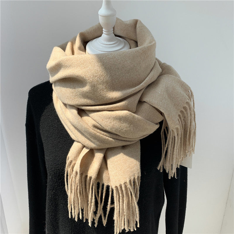 Women's Korean Style Fashion Labeling Solid Color Scarfs