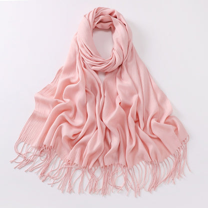 Imitation Cashmere Solid Color Long Warm Scarfs