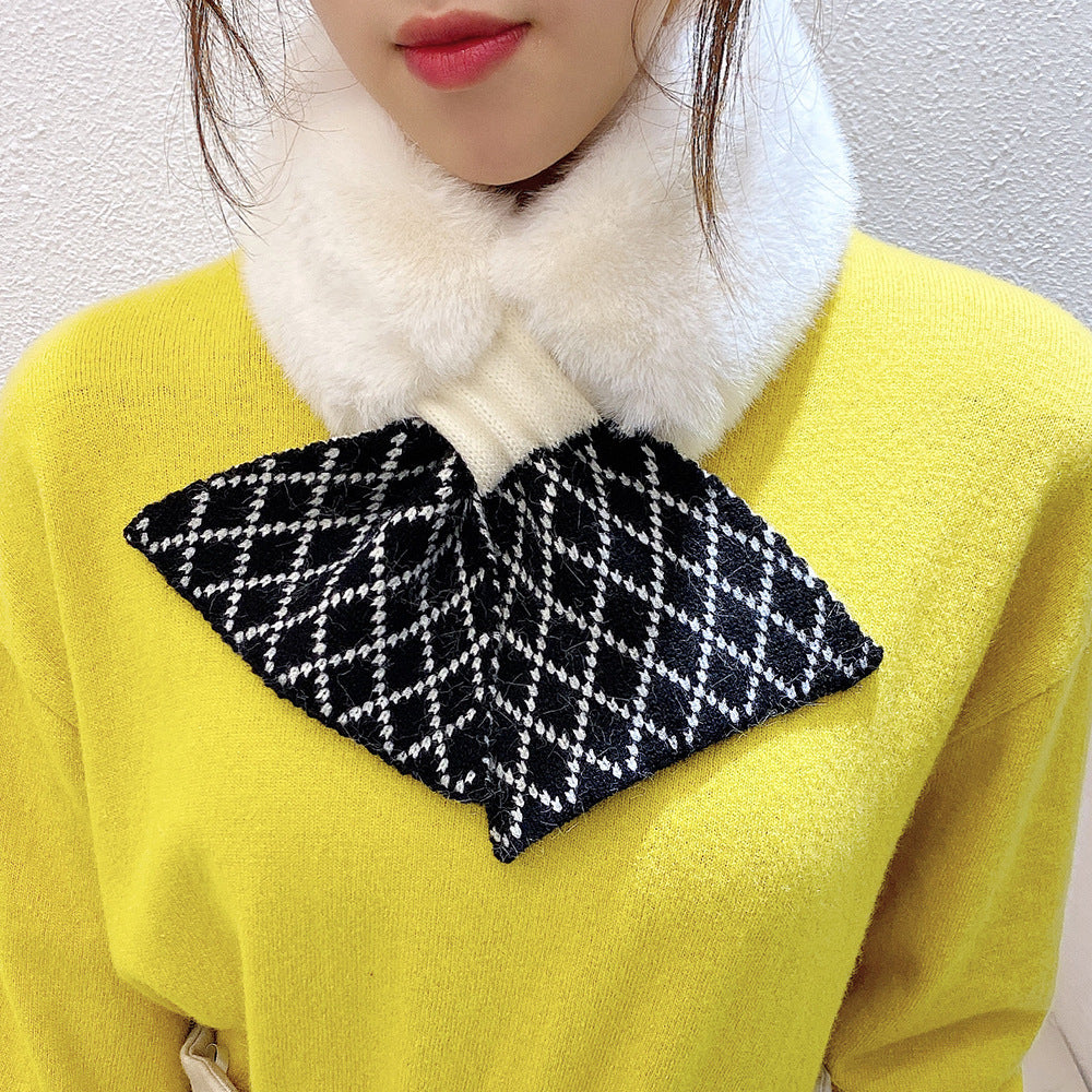 Wool Female Winter Warm Fur Collar Neck Protection Matching Scarfs