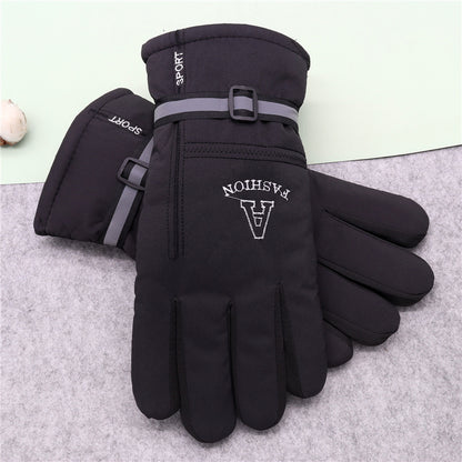 Men's Large Cotton Fleece-lined Thickened Cycling Cold Gloves