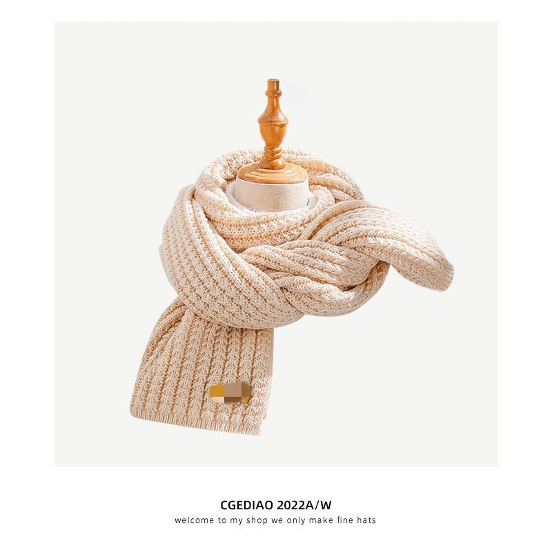 Glutinous Versatile Korean Style Knitted Wool Solid Color Scarfs