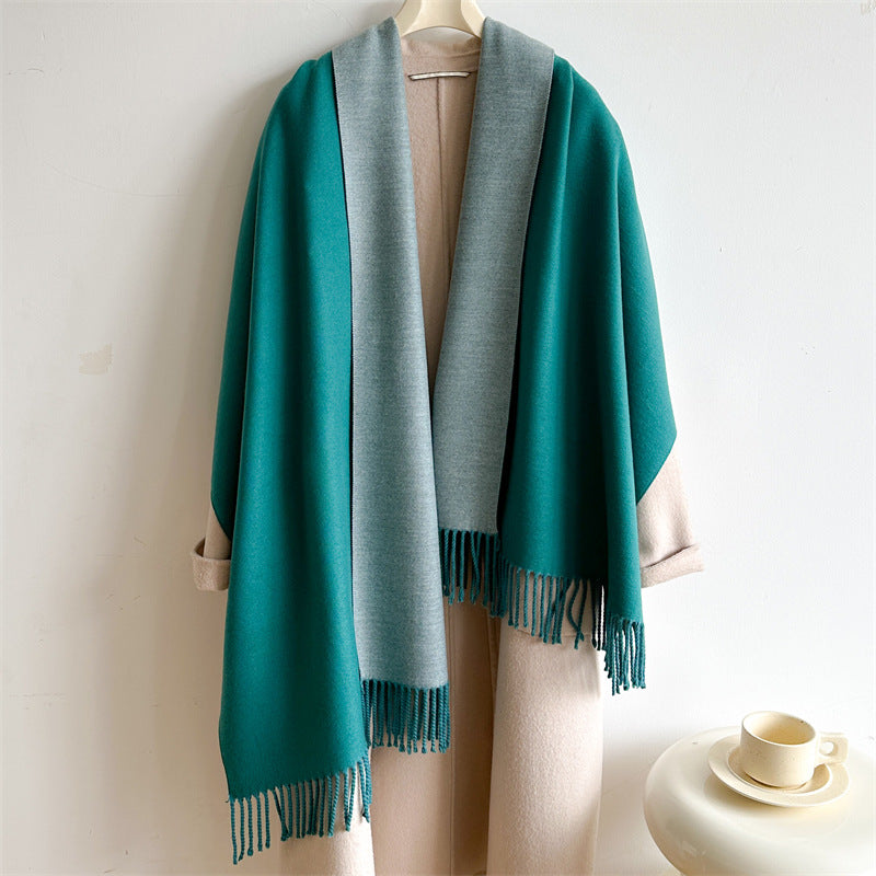 Women's & Men's Cashmere Winter Thickened Warm Double-sided Two-color Scarfs