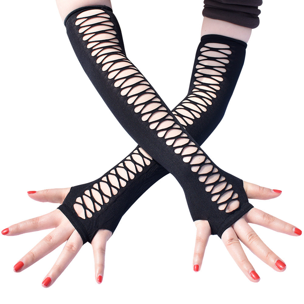 Women's Ripped Cross Mesh Stretch Vintage Party Gloves