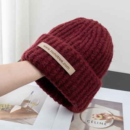 Women's Wool Blended Small Knitted Hat Earflaps Warm Pullover Hats & Caps