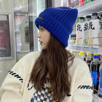 Women's Fashion Woolen Warm Beanie Loose Big Head Hats & Caps