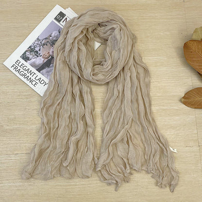 Women's Korean Style Artistic Vintage Crumpled Cotton Scarfs