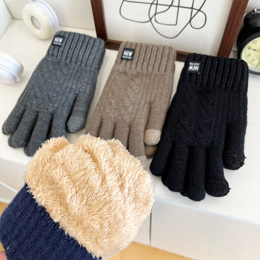 Men's Double Layer Knitting Wool Winter Cold Protection Gloves