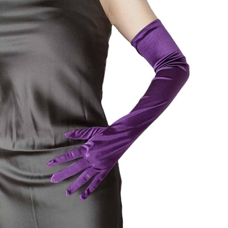 Women's Lengthened Satin Stretch Vintage Dress Bride Gloves