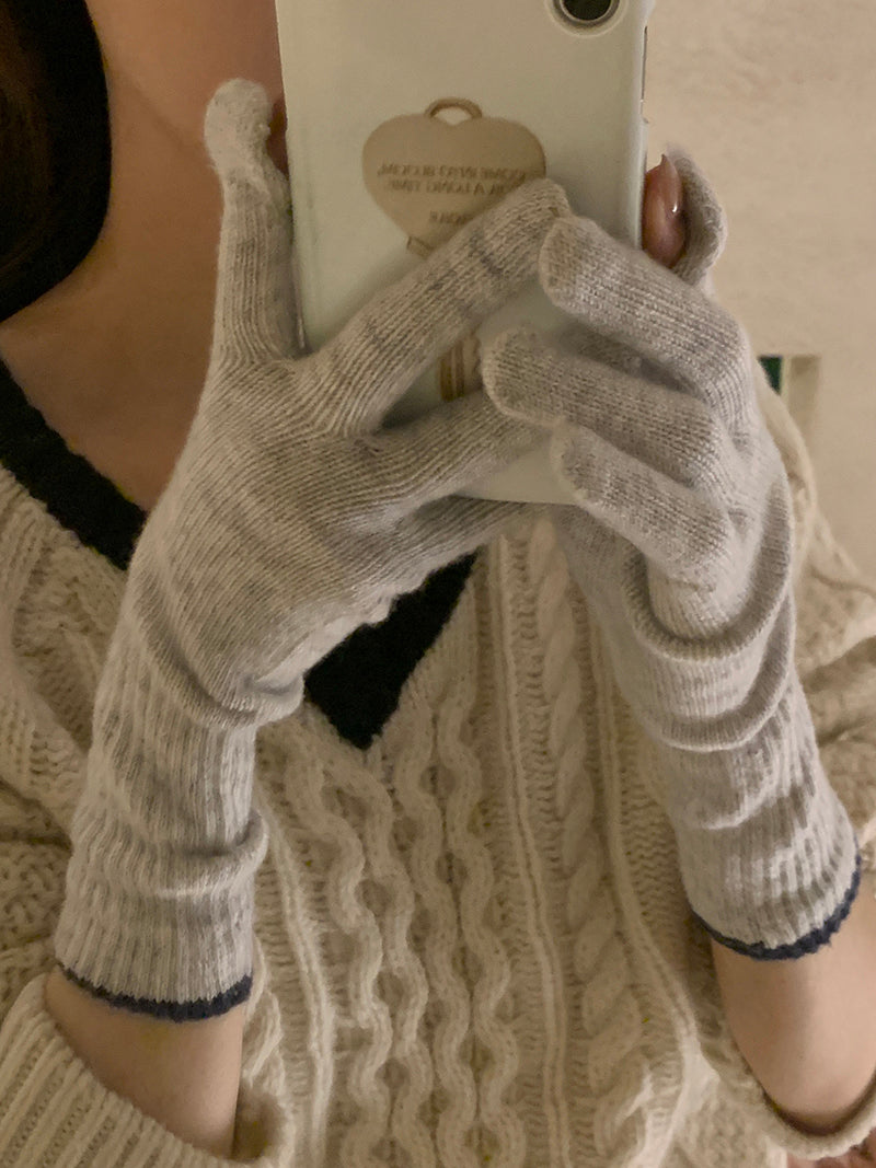 Women's Thermal Finger Touch Screen Long Five Gloves