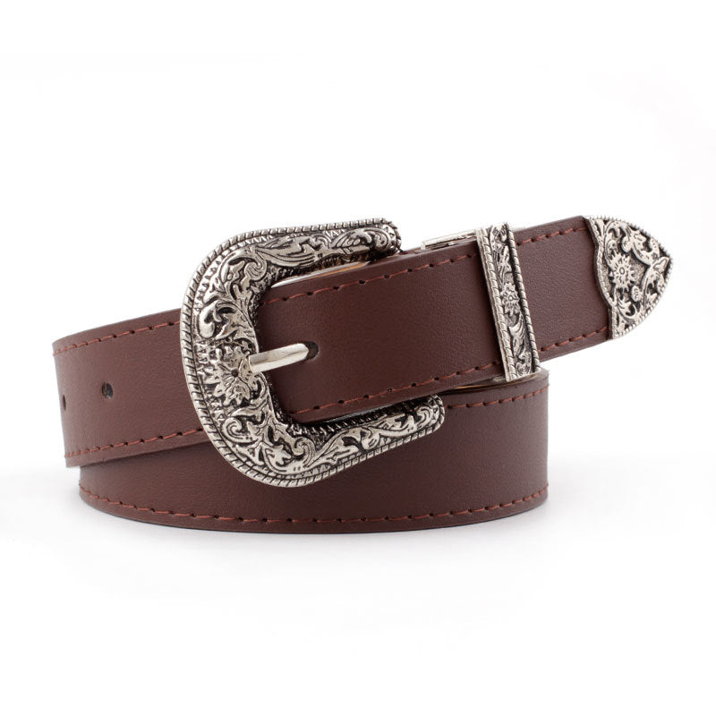 Women's Of Popular Carved Three-piece Retro Casual Versatile Belts