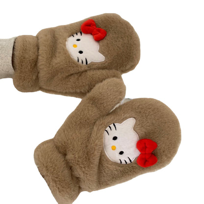 Cute Sweet Cat Plush Female College Gloves