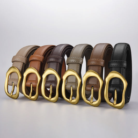 Women's Summer Pin Buckle Genuine Leather Thin Belts