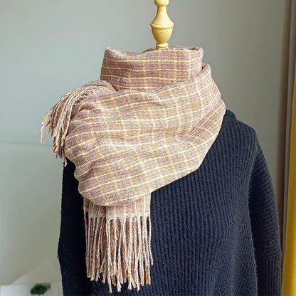 Women's & Men's Korean Style Winter Cashmere Vintage Plaid Scarfs