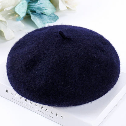 Mob Beret Woolen Solid Color Simple Adult Kids' Headwear