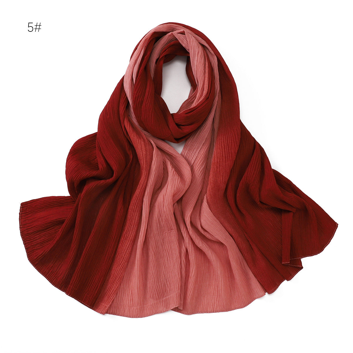 Women's Fashion Travel Gradient Color Pleated Composite Scarfs