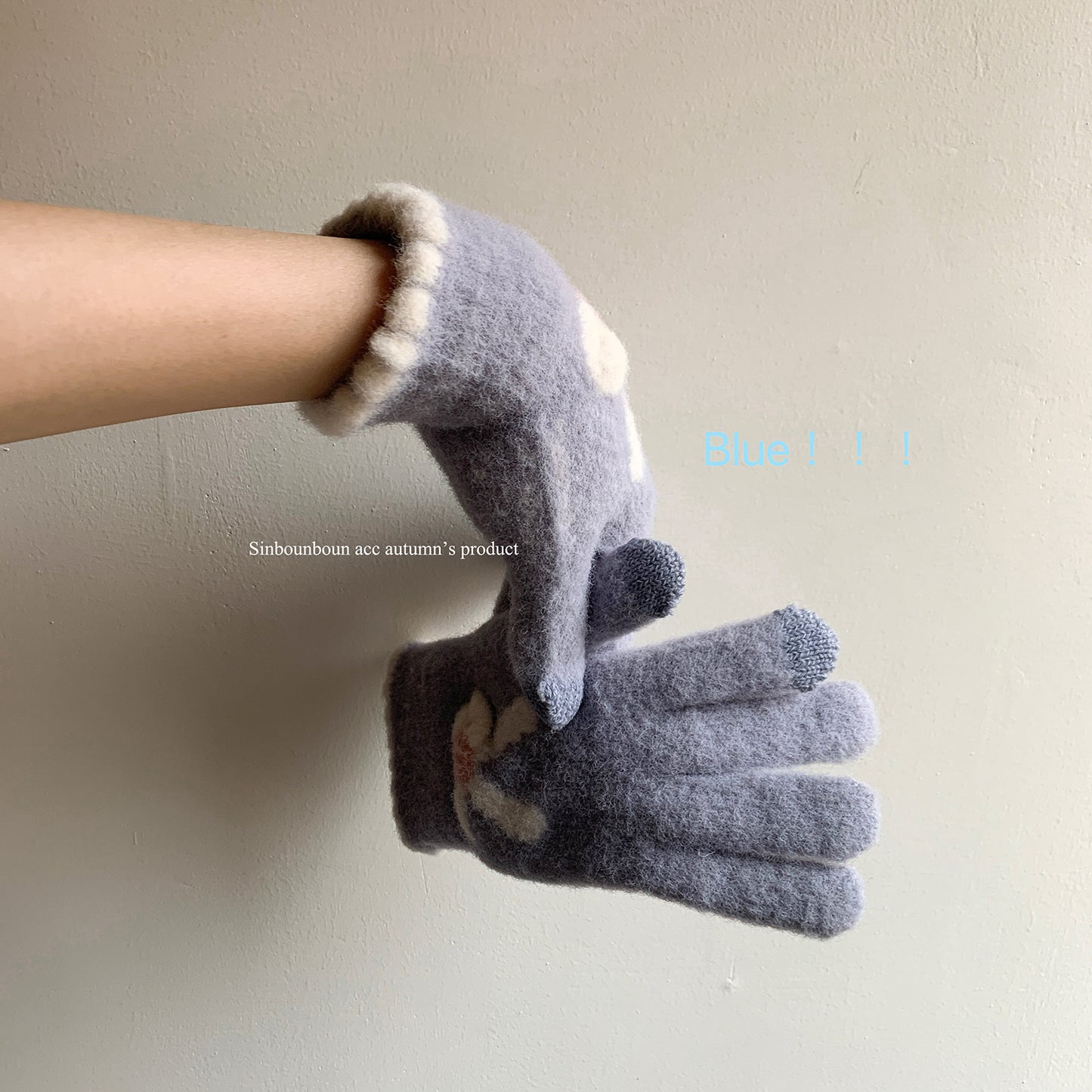 Women's Cycling Warm Plush Finger Fleece-lined Touch Screen Bow Gloves