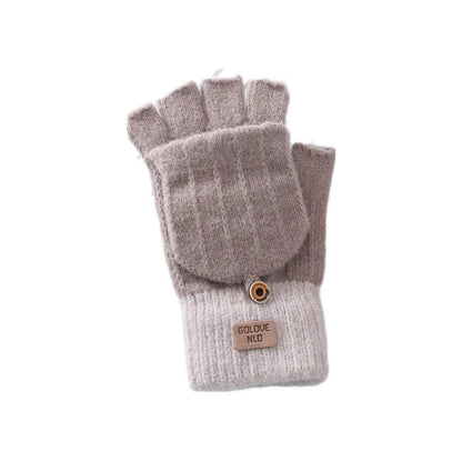 Women's Flip Korean Style Winter Cute Fleece-lined Gloves