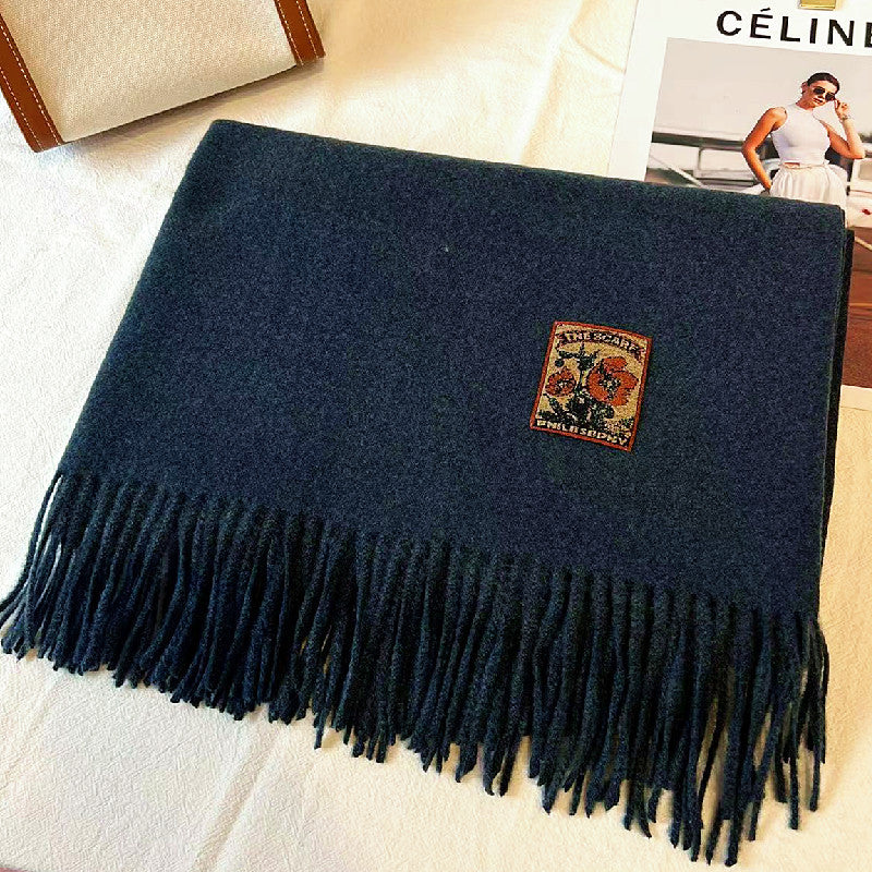 Women's Solid Color Winter Thickened High-grade Wool Scarfs