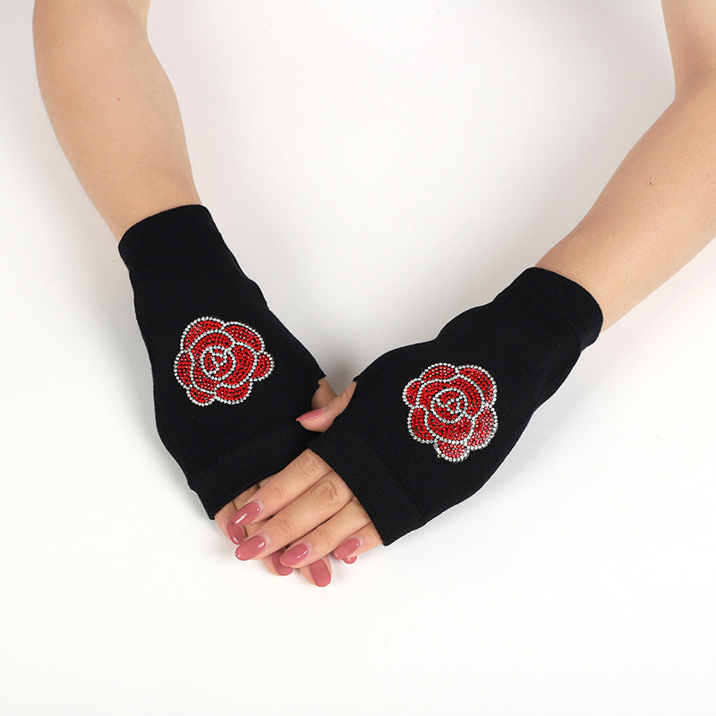 Women's & Men's Dance Open Finger Rivet Knitting Wool Gloves