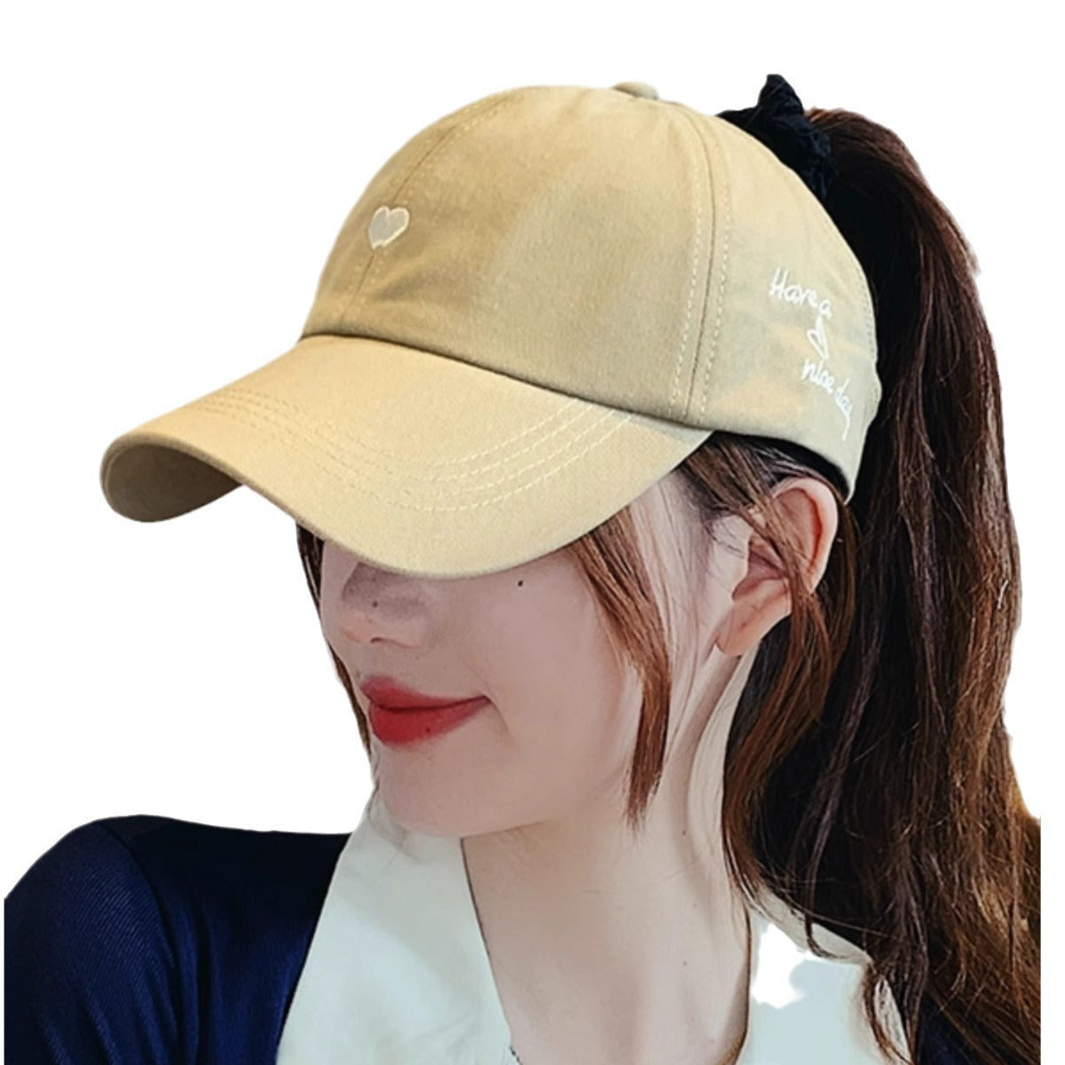 Women's Lovely Embroidered Ponytail Half Topless Hat Hats & Caps