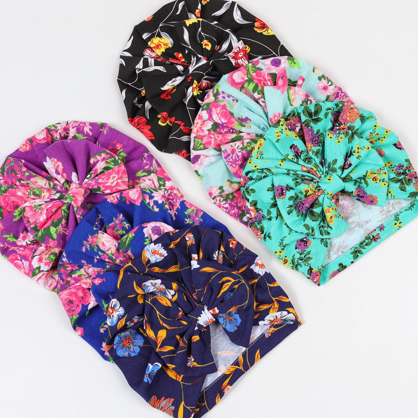 Floral Bow Beanie Windproof Warm Donut Kids' Headwear