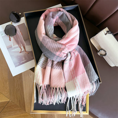 Nordic Style Large Plaid Warm Shawl Scarfs