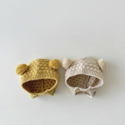 Hat Cute Infants Ball Earflaps Woolen Kids' Headwear