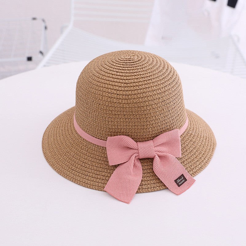 Children's Hat Straw Bow Sweet Cute Sun Kids' Headwear