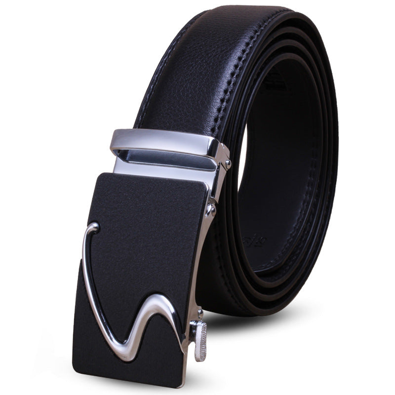 Men's Leather Automatic Buckle Cowhide Business Pant Belts