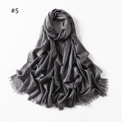 Women's Color Soft Thin Golden Sier Cord Scarfs