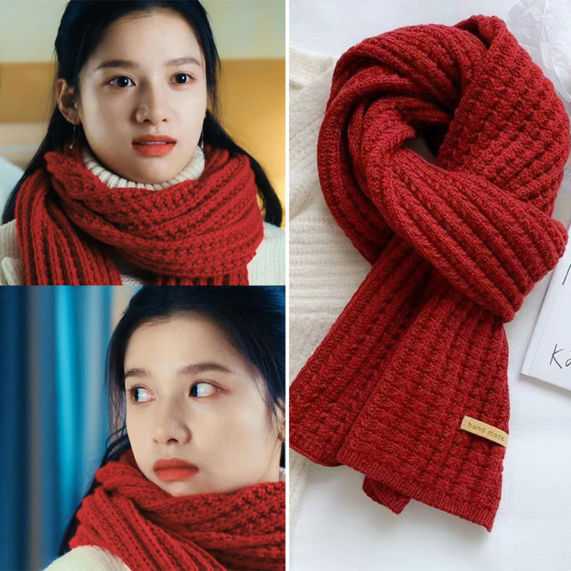 Women's Woolen Red Winter High-grade Birthday Gift Scarfs